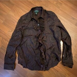 Ralph Lauren Brown Paisley Blouse